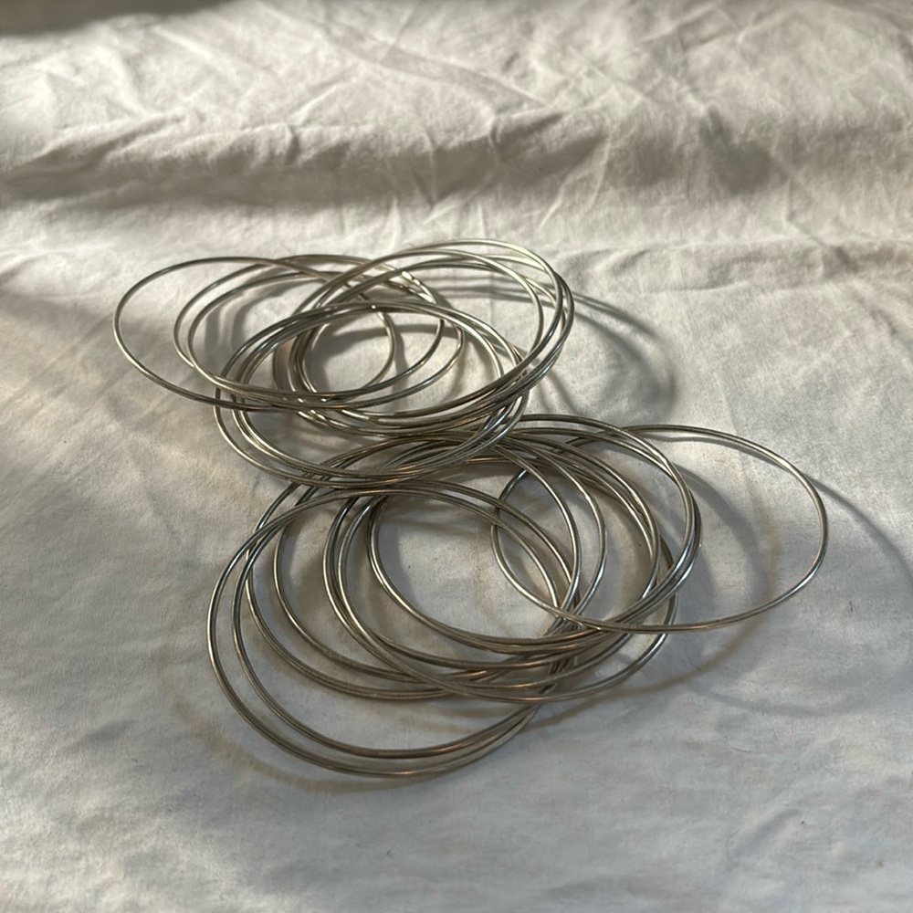 Silver 2-10 piece bangle bracelet set